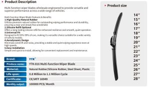 مسّاحات زجاج أمامي للسيارة YTK-816 Multi-Function Wiper Blade – مسح قوي وأداء ثابت في جميع الظروف